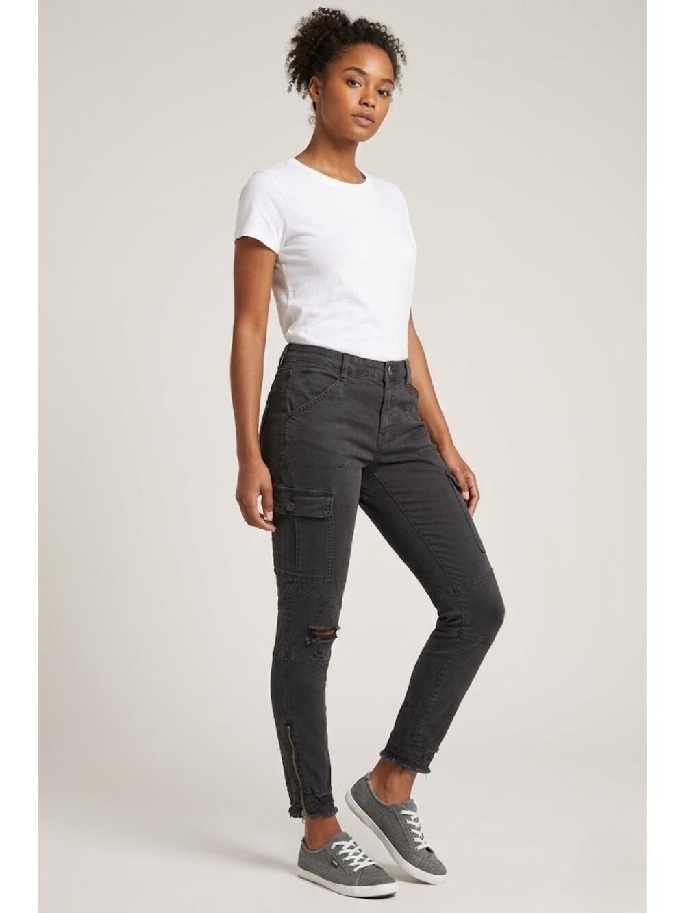 NWT J Brand Houlihan Skinny Crop in Ripped Chrome Cargo Stretch Twill Pants 26